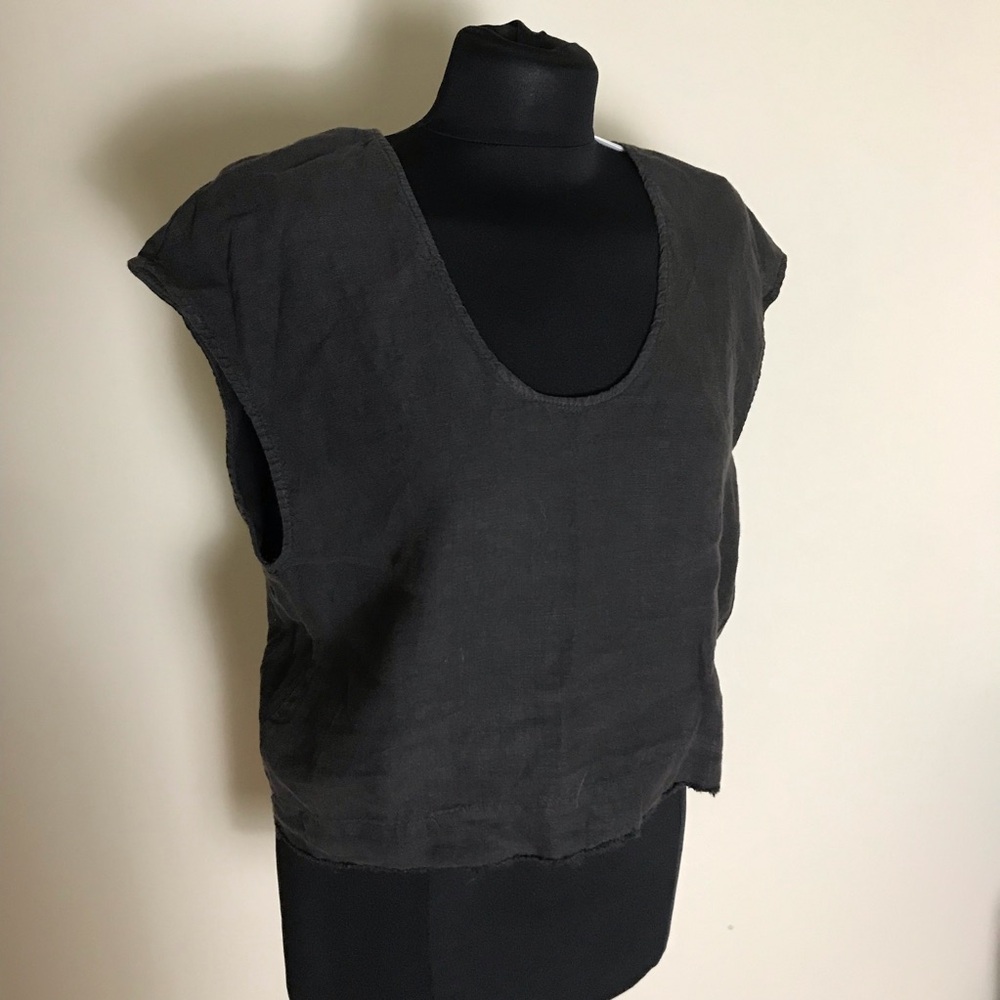 Zara Dark Gray Linen Sleeveless Top NWT - Picture 1 of 4